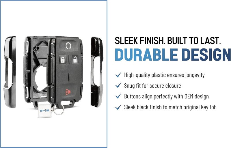 Smart Key Solution SKS Key Fob Cover Case Replacement for 2014 2015 2016 2017 2018 2019 Chevrolet Chevy Silverado Suburban Tahoe GMC Sierra Yukon Remote Shell, 4-Button M3N-32337100, No Programming Required - Image 3